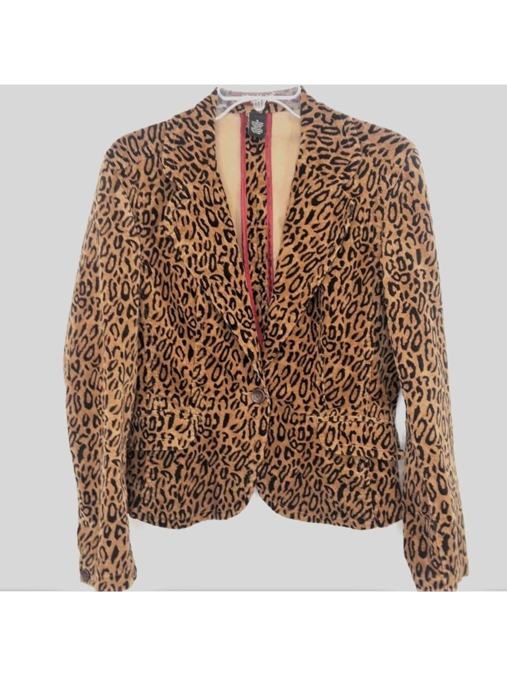 Kikit Jeans Corduroy Leopard Print Jacket Blazer Size Medium Womens Brown Black